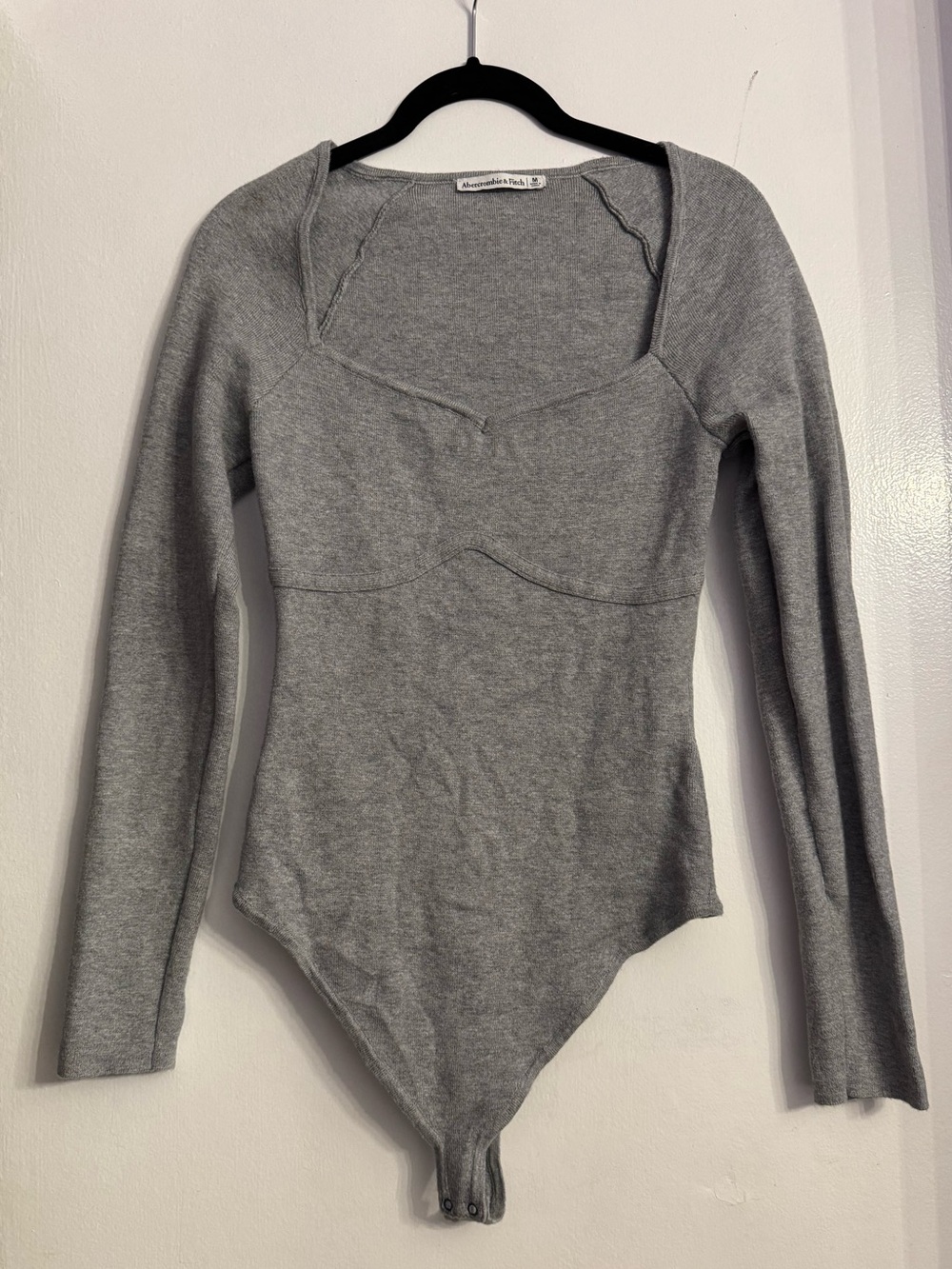 Abercrombie & Fitch Gray Long-Sleeve Knit Bodysuit